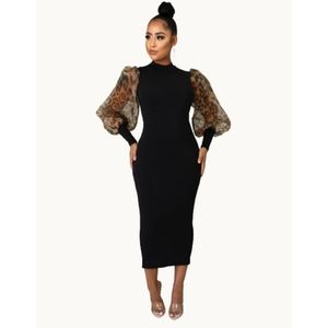 🆕️• Leopard Puff Sleeve Sexy Dress •